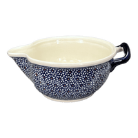 A picture of a Polish Pottery Zaklady 1.25 Quart Batter Bowl (Ditsy Daisies) | Y1252-D120 as shown at PolishPotteryOutlet.com/products/1-2-liter-large-gravy-boat-ditsy-daisies-y1252-d120