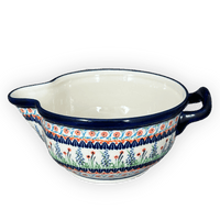 A picture of a Polish Pottery Zaklady 1.25 Quart Mixing Bowl (Lilac Garden) | Y1252-DU155 as shown at PolishPotteryOutlet.com/products/1-25-quart-mixing-bowl-lilac-garden-y1252-du155