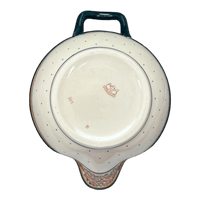 A picture of a Polish Pottery Zaklady 1.25 Quart Batter Bowl (Orange Wreath) | Y1252-DU52 as shown at PolishPotteryOutlet.com/products/1-2-liter-large-gravy-boat-du52-y1252-du52