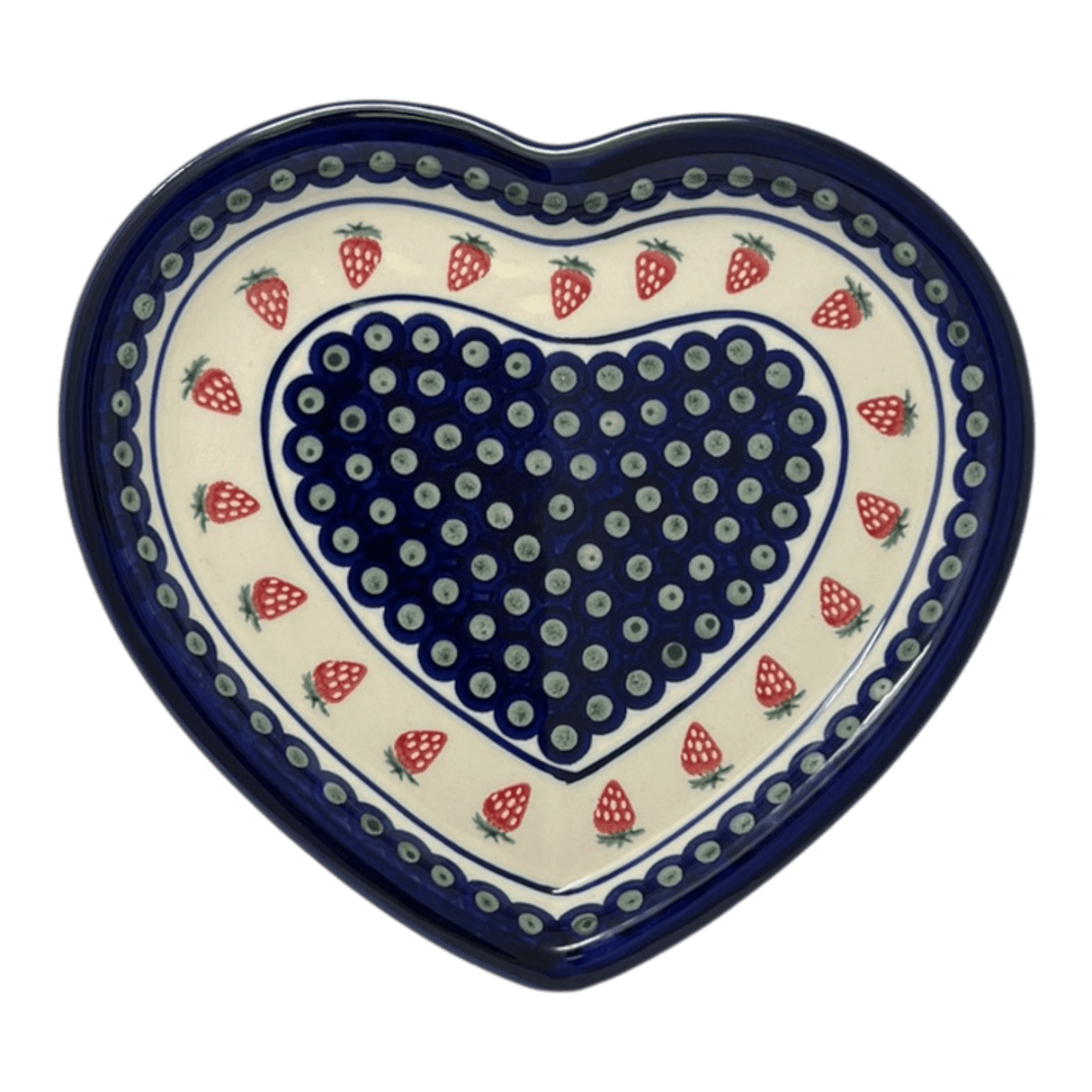 Plate, Heart-Shaped, 11" x 10" in "Strawberry Dot" by Zaklady | Y1254A-A310A