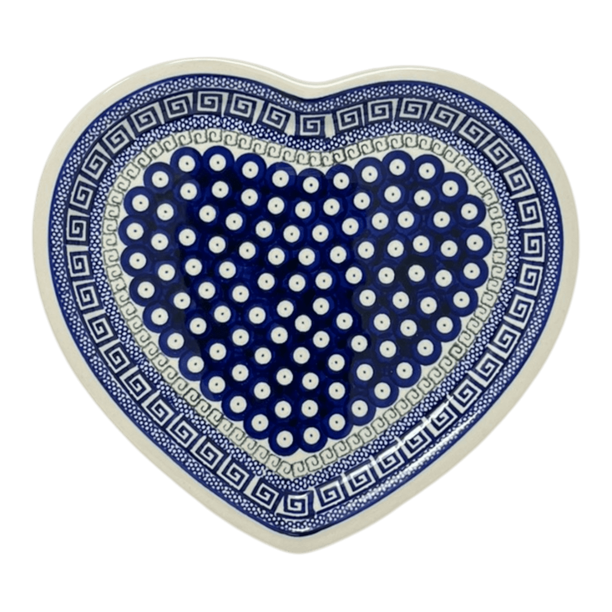 Plate, Heart-Shaped, 11" x 10" in "Grecian Dot" by Zaklady | Y1254A-D923