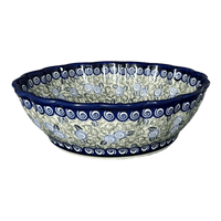A picture of a Polish Pottery Zaklady Deep 9.5" Scalloped Bowl (Spring Swirl) | Y1279A-A1073A as shown at PolishPotteryOutlet.com/products/deep-9-5-scalloped-bowl-spring-swirl-y1279a-a1073a