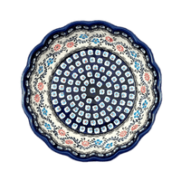 A picture of a Polish Pottery Zaklady Deep 9.5" Scalloped Bowl (Climbing Aster) | Y1279A-A1145A as shown at PolishPotteryOutlet.com/products/deep-9-5-scalloped-bowl-climbing-aster-y1279a-a1145a