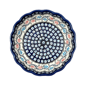 Polish Pottery Zaklady Deep 9.5" Scalloped Bowl (Climbing Aster) | Y1279A-A1145A Additional Image at PolishPotteryOutlet.com