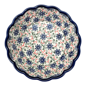 Polish Pottery Deep 9.5" Scalloped Bowl (Swirling Flowers) | Y1279A-A1197A Additional Image at PolishPotteryOutlet.com