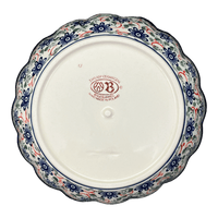 A picture of a Polish Pottery Zaklady Deep 9.5" Scalloped Bowl (Swirling Flowers) | Y1279A-A1197A as shown at PolishPotteryOutlet.com/products/scalloped-9-5-bowl-swirling-flowers-y1279a-a1197a