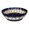 Polish Pottery Zaklady Deep 9.5" Scalloped Bowl (Strawberry Dot) | Y1279A-A310A at PolishPotteryOutlet.com