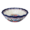 Polish Pottery Zaklady Deep 9.5" Scalloped Bowl (Butterfly Bouquet) | Y1279A-ART149 at PolishPotteryOutlet.com