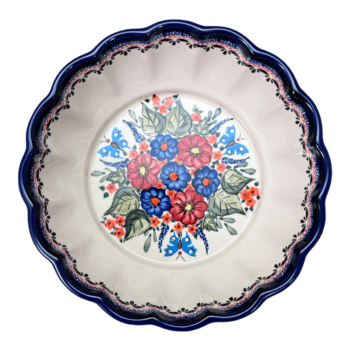 Bowl, Round, Scalloped, Deep, 9.5" in "Butterfly Bouquet" by Zaklady | Y1279A-ART149