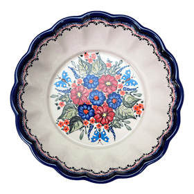 Polish Pottery Zaklady Deep 9.5" Scalloped Bowl (Butterfly Bouquet) | Y1279A-ART149 Additional Image at PolishPotteryOutlet.com
