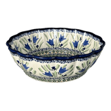 Bowl, Round, Scalloped, Deep, 9.5" in "Blue Tulips" by Zaklady | Y1279A-ART160