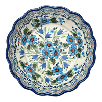 A picture of a Polish Pottery Zaklady Deep 9.5" Scalloped Bowl (Julie's Garden) | Y1279A-ART165 as shown at PolishPotteryOutlet.com/products/deep-9-5-scalloped-bowl-julies-garden-y1279a-art165