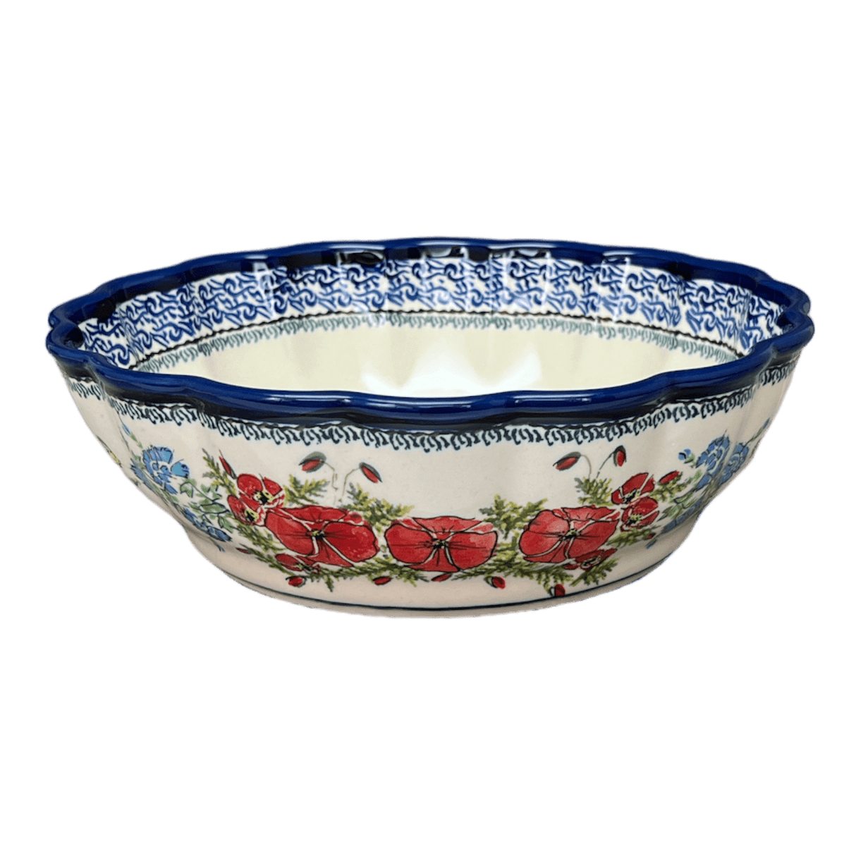 Bowl, Round, Scalloped, Deep, 9.5" in "Floral Crescent" by Zaklady | Y1279A-ART237