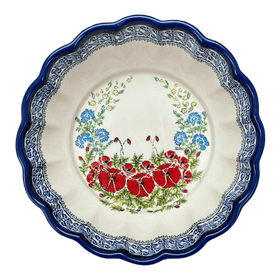 Polish Pottery Zaklady Deep 9.5" Scalloped Bowl (Floral Crescent) | Y1279A-ART237 Additional Image at PolishPotteryOutlet.com