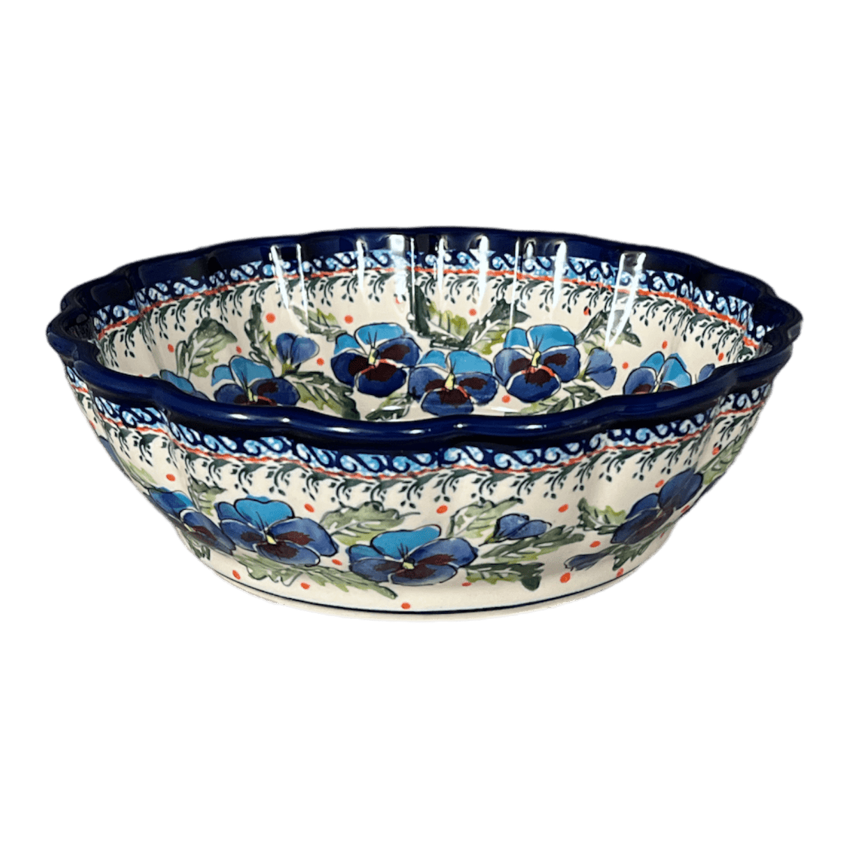 Bowl, Round, Scalloped, Deep, 9.5" in "Pansies in Bloom" by Zaklady | Y1279A-ART277