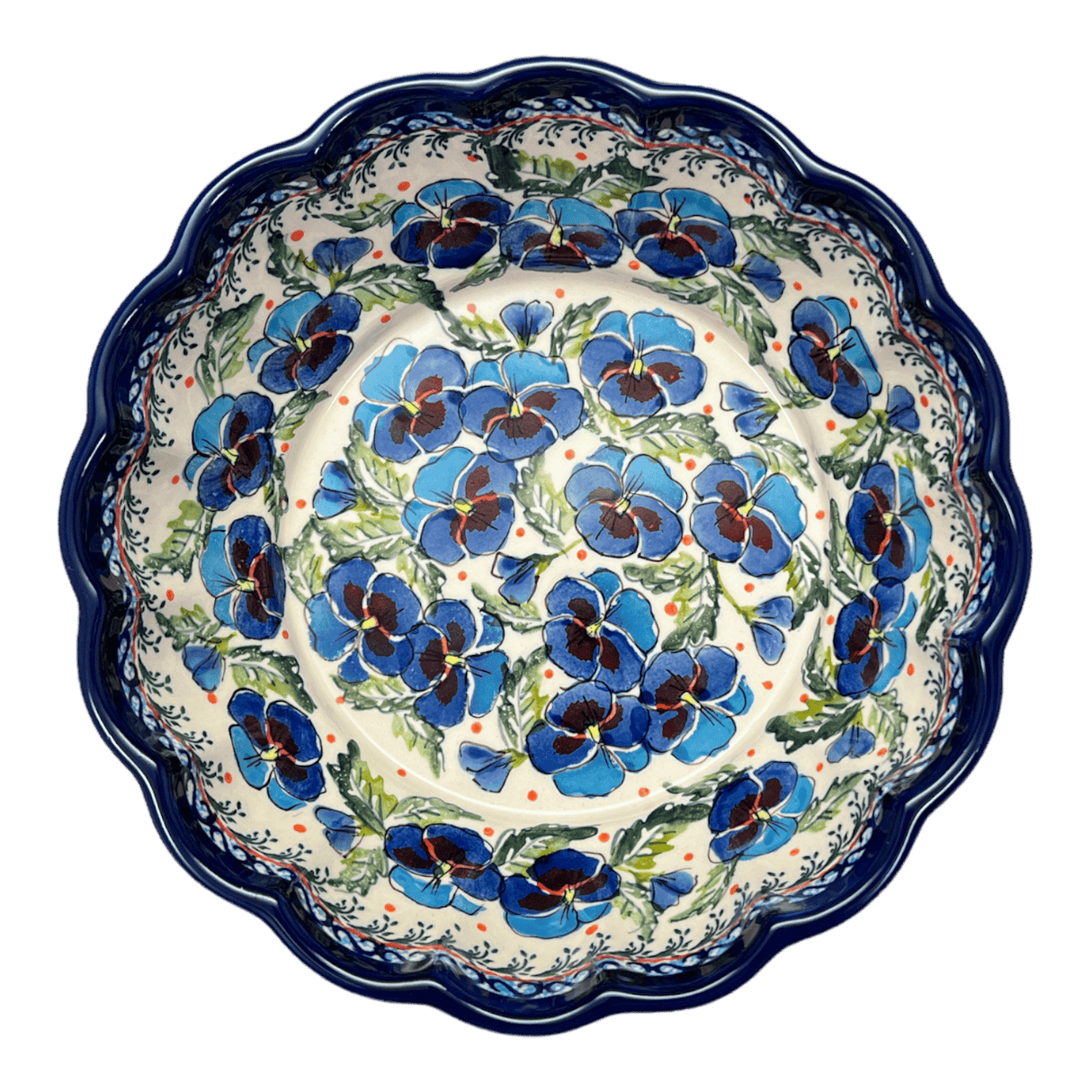 Bowl, Round, Scalloped, Deep, 9.5" in "Pansies in Bloom" by Zaklady | Y1279A-ART277