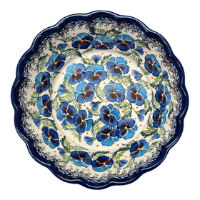 Polish Pottery Deep 9.5" Scalloped Bowl (Pansies in Bloom) | Y1279A-ART277 Additional Image at PolishPotteryOutlet.com