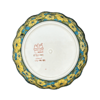 A picture of a Polish Pottery Bowl, Round, Scalloped, Deep, 9.5" in "Sunny Meadow" by Zaklady | Y1279A-ART332 as shown at PolishPotteryOutlet.com/products/deep-9-5-scalloped-bowl-sunny-meadow-y1279a-art332