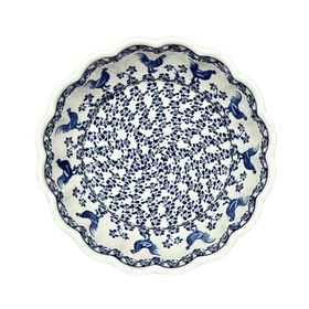Polish Pottery Zaklady Deep 9.5" Scalloped Bowl (Rooster Blues) | Y1279A-D1149 Additional Image at PolishPotteryOutlet.com