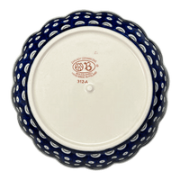 A picture of a Polish Pottery Zaklady Deep 9.5" Scalloped Bowl (Peacock Burst) | Y1279A-D487 as shown at PolishPotteryOutlet.com/products/scalloped-9-5-bowl-peacock-burst-y1279a-d487