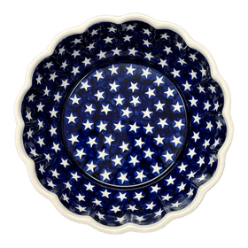 Polish Pottery Deep 9.5" Scalloped Bowl (Stars & Stripes) | Y1279A-D81 Additional Image at PolishPotteryOutlet.com
