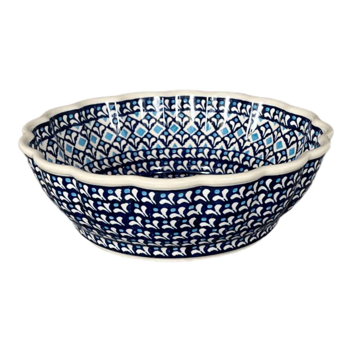 Bowl, Round, Scalloped, Deep, 9.5" in "Mosaic Blues" by Zaklady | Y1279A-D910