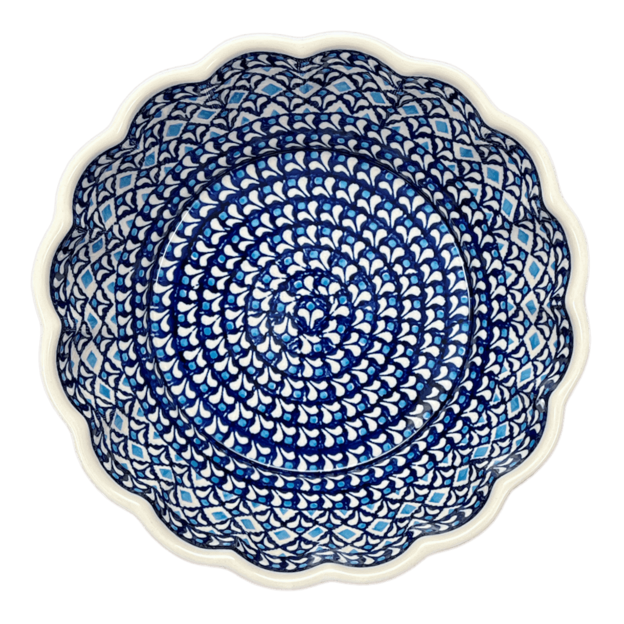 Bowl, Round, Scalloped, Deep, 9.5" in "Mosaic Blues" by Zaklady | Y1279A-D910