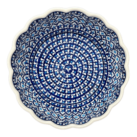 Polish Pottery Zaklady Deep 9.5" Scalloped Bowl (Mosaic Blues) | Y1279A-D910 Additional Image at PolishPotteryOutlet.com