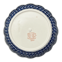 A picture of a Polish Pottery Zaklady Deep 9.5" Scalloped Bowl (Mosaic Blues) | Y1279A-D910 as shown at PolishPotteryOutlet.com/products/scalloped-9-5-bowl-mosaic-blues-y1279a-d910