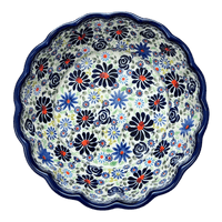 A picture of a Polish Pottery Zaklady Deep 9.5" Scalloped Bowl (Floral Explosion) | Y1279A-DU126 as shown at PolishPotteryOutlet.com/products/deep-9-5-scalloped-bowl-floral-explosion-y1279a-du126