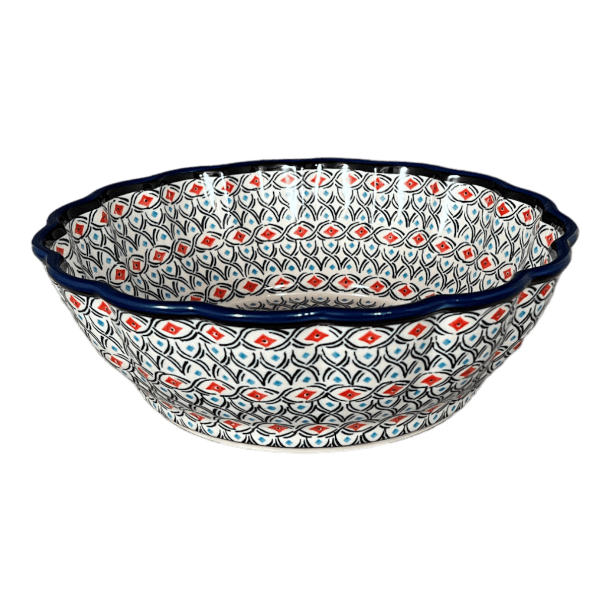 Bowl, Round, Scalloped, Deep, 9.5" in "Beaded Turquoise" by Zaklady | Y1279A-DU203