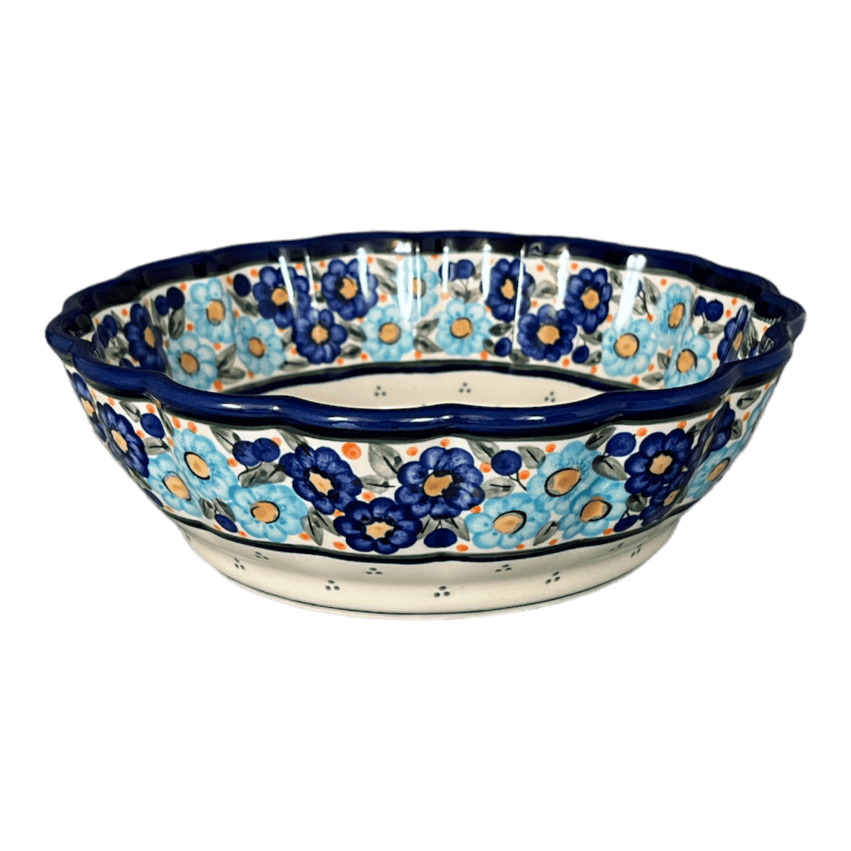 Bowl, Round, Scalloped, Deep, 9.5" in "Garden Party Blues" by Zaklady | Y1279A-DU50