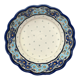 Polish Pottery Deep 9.5" Scalloped Bowl (Garden Party Blues) | Y1279A-DU50 Additional Image at PolishPotteryOutlet.com