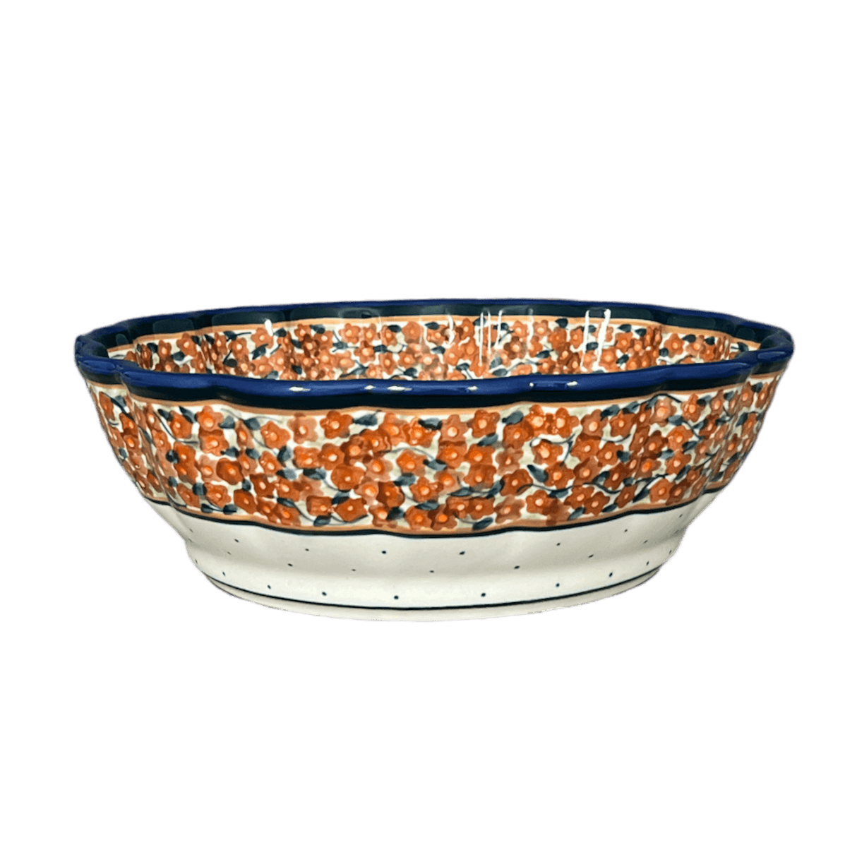 Bowl, Round, Scalloped, Deep, 9.5" in "Orange Wreath" by Zaklady | Y1279A-DU52