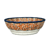 Polish Pottery Zaklady Deep 9.5" Scalloped Bowl (Orange Wreath) | Y1279A-DU52 at PolishPotteryOutlet.com