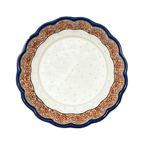 Polish Pottery Deep 9.5" Scalloped Bowl (Orange Wreath) | Y1279A-DU52 Additional Image at PolishPotteryOutlet.com