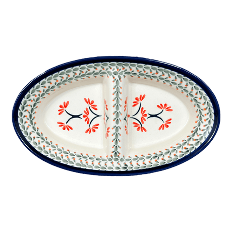 Dual Dish, 11.75" x 7" in "Scarlet Stitch" by Zaklady | Y1280A-A1158A