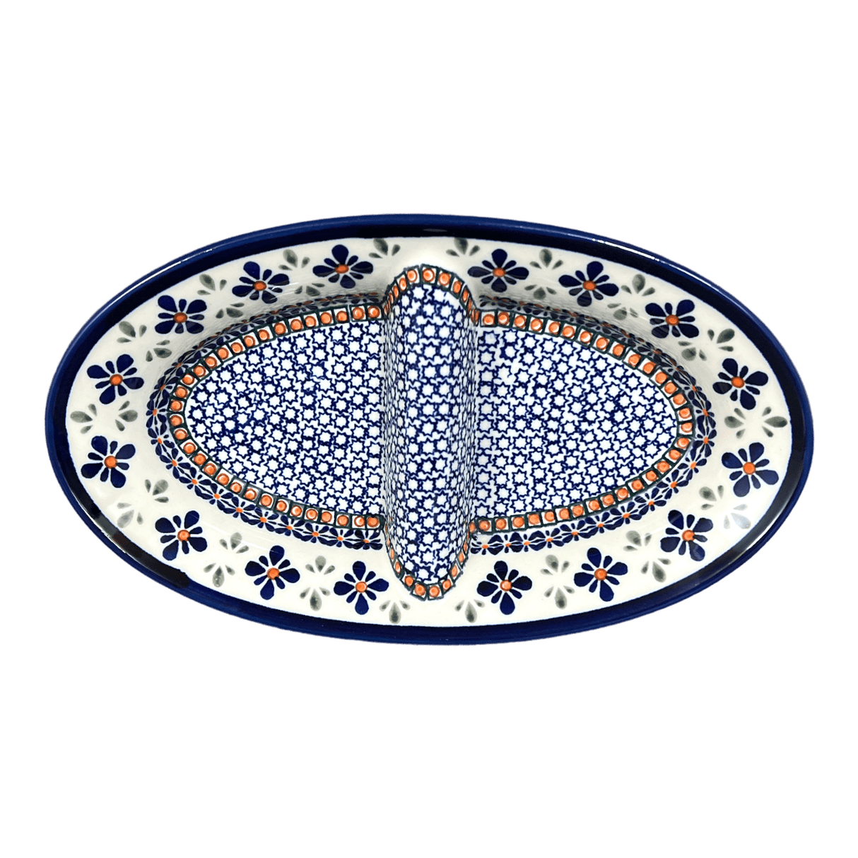 Dual Dish, 11.75" x 7" in "Blue Mosaic Flower" by Zaklady | Y1280A-A221A