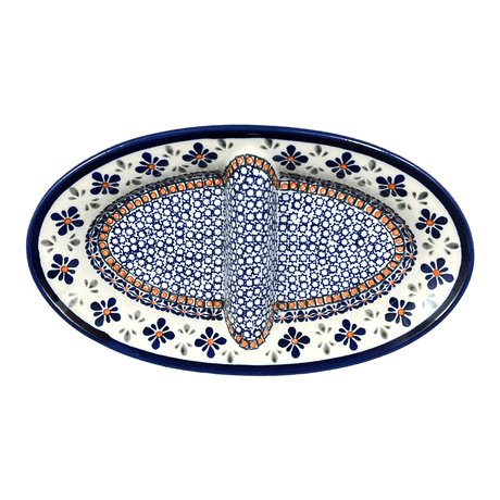 Dual Dish, 11.75" x 7" in "Blue Mosaic Flower" by Zaklady | Y1280A-A221A