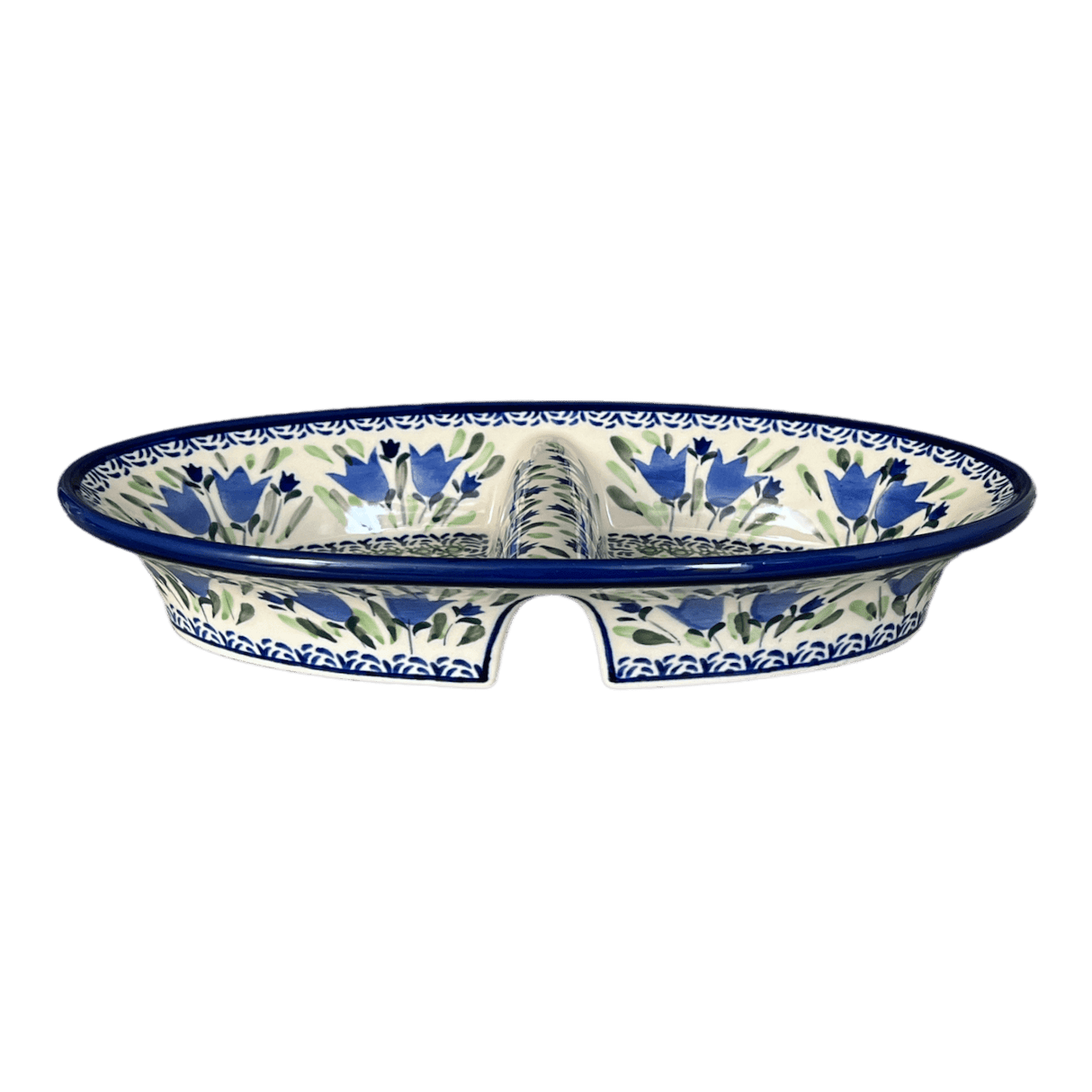 Dual Dish, 11.75" x 7" in "Blue Tulips" by Zaklady | Y1280A-ART160