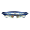 Polish Pottery Zaklady 11.75" x 7" Dual Dish (Floral Crescent) | Y1280A-ART237 at PolishPotteryOutlet.com