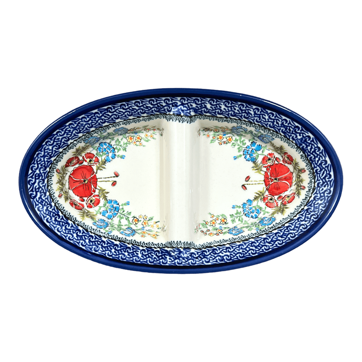 Dual Dish, 11.75" x 7" in "Floral Crescent" by Zaklady | Y1280A-ART237