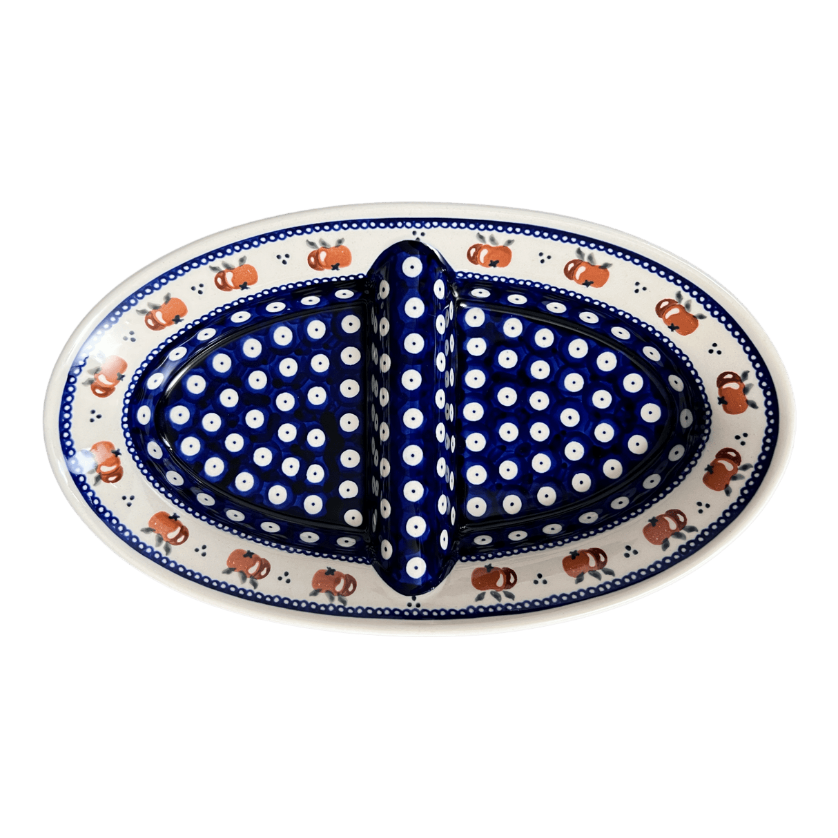 Dual Dish, 11.75" x 7" in "Persimmon Dot" by Zaklady | Y1280A-D479