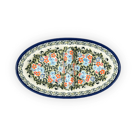 Dual Dish, 11.75" x 7" in "Floral Swallows" by Zaklady | Y1280A-DU182