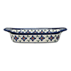 Polish Pottery Zaklady 5.5" x 10" Small Baker With Handles (Emerald Mosaic) | Y1281A-DU60 at PolishPotteryOutlet.com