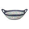 Polish Pottery Zaklady 13.25" Bowl w/ Handles (Climbing Aster) | Y1347A-A1145A at PolishPotteryOutlet.com