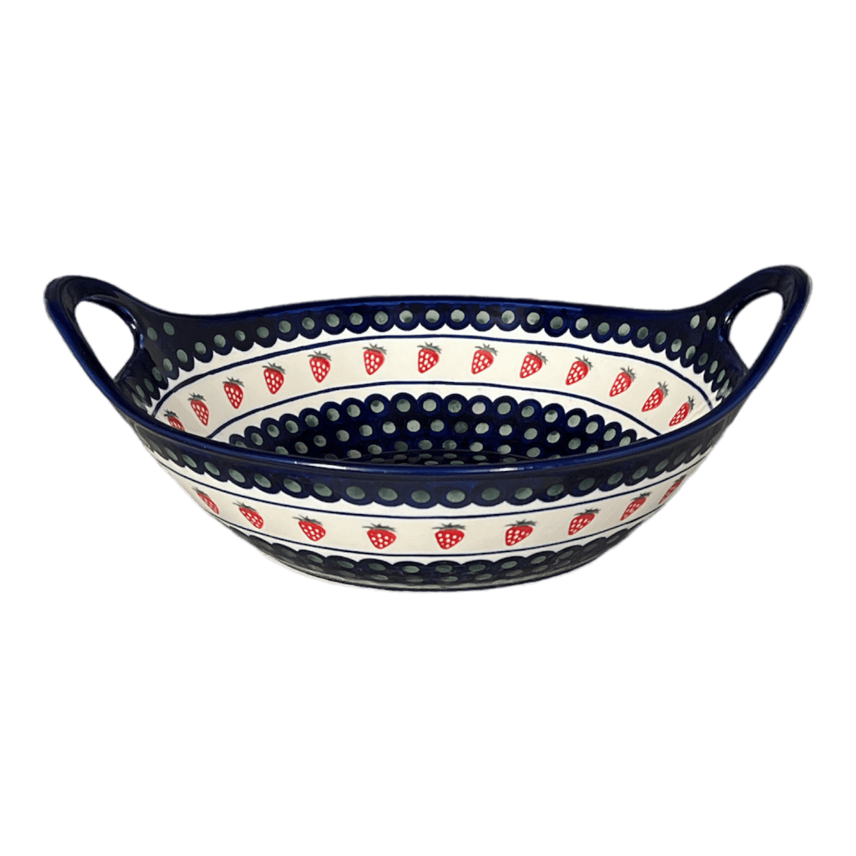 Bowl, Round, Handles, 13.25" in "Strawberry Dot" by Zaklady | Y1347A-A310A