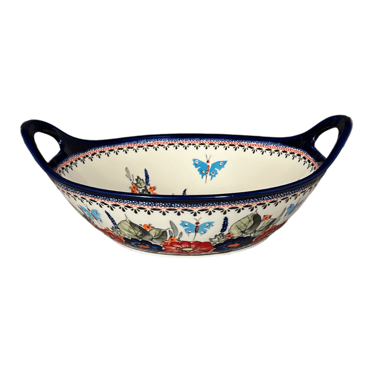 Bowl, Round, Handles, 13.25" in "Butterfly Bouquet" by Zaklady | Y1347A-ART149