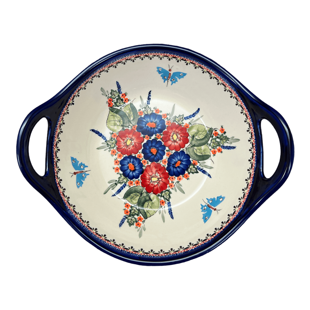 Bowl, Round, Handles, 13.25" in "Butterfly Bouquet" by Zaklady | Y1347A-ART149