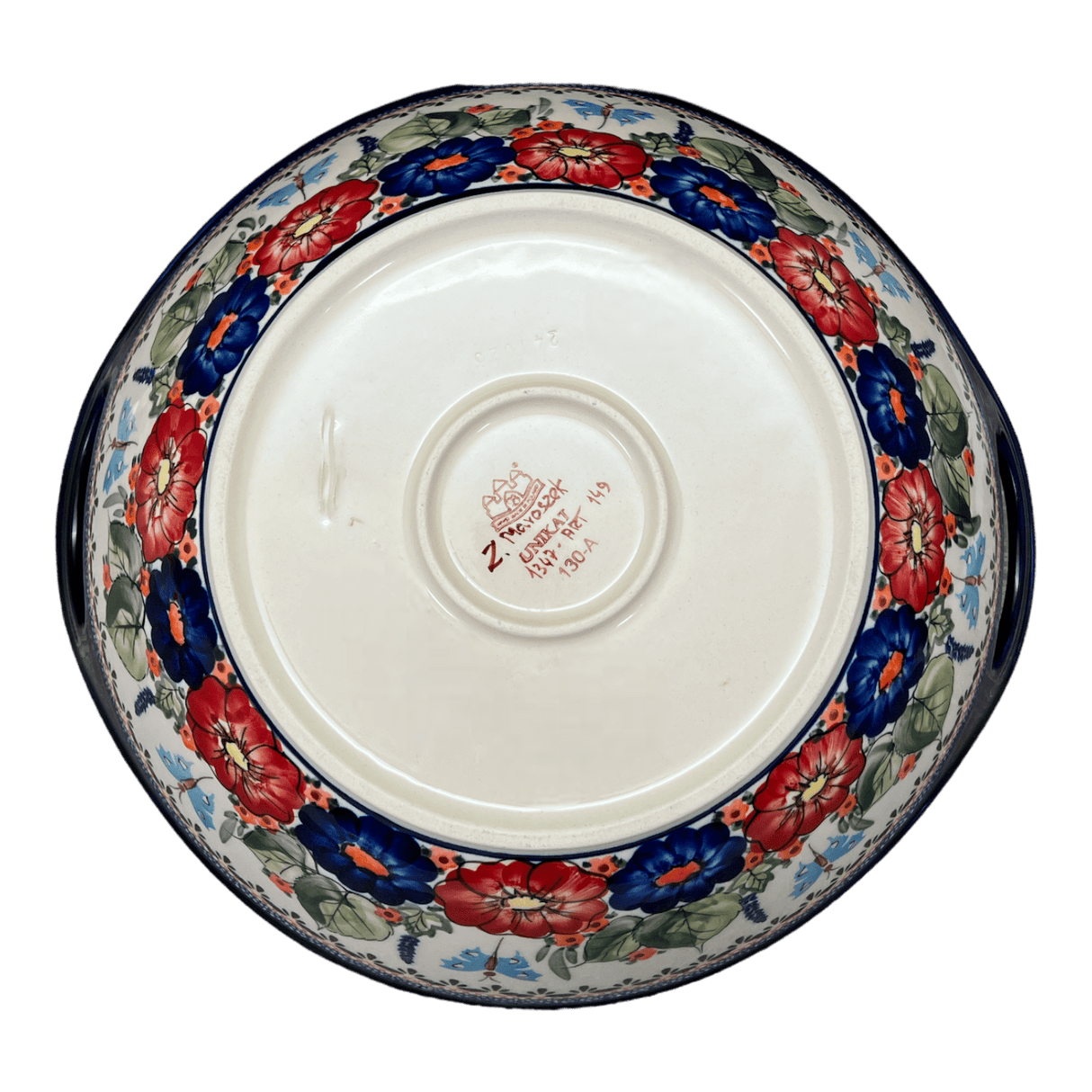 Bowl, Round, Handles, 13.25" in "Butterfly Bouquet" by Zaklady | Y1347A-ART149